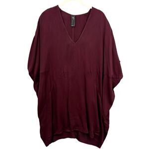 Zero + Maria Cornejo Size 8 Tunic Mini Dress Burgundy Lagenlook Quiet Luxury